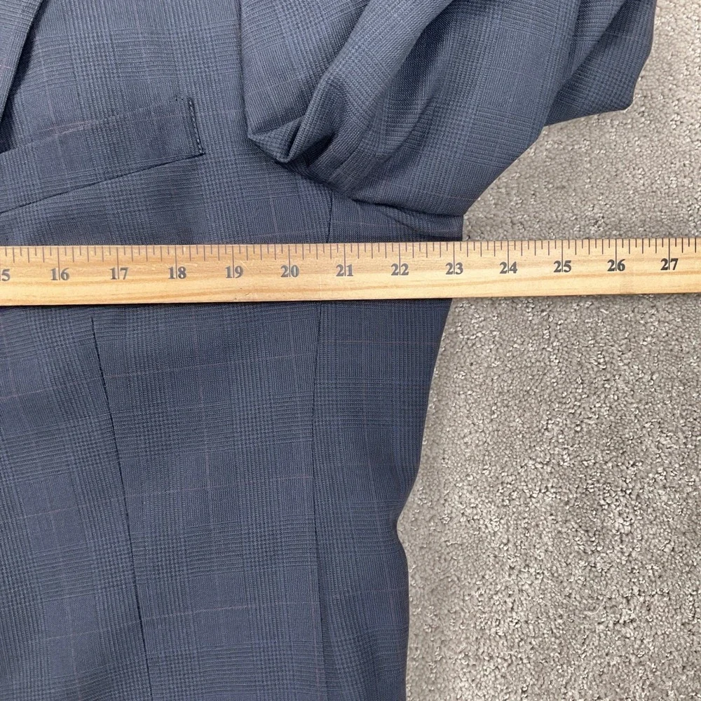 Hart Schaffner Marx Suit Men‎ 44XL Blue Pink Plaid 2 Button Classic Jacket VTG
